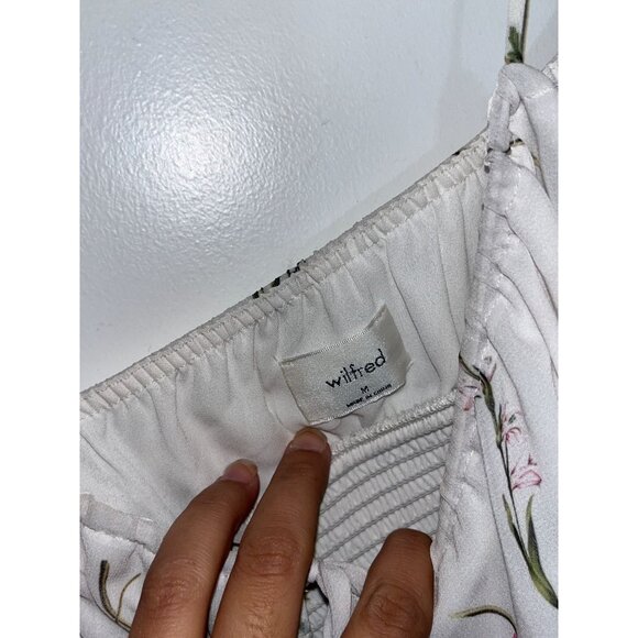 WILFRED Aritzia  Genoa White Floral Maxi Spaghetti Strap Midi  Dress  M Medium - Picture 7 of 11